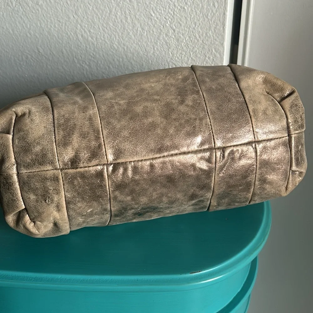 Michael Kors Luxe Metallic Antiqued Gold Supple Leather Hobo Hand Shoulder Bag